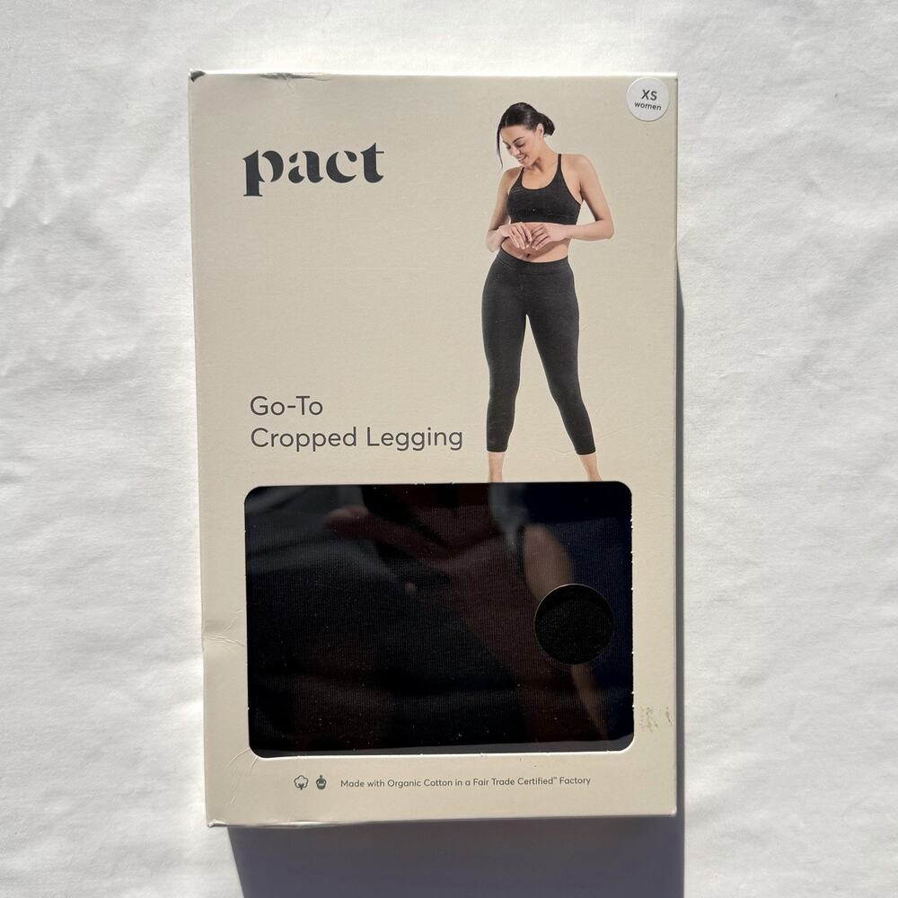 Pact Go To Cropped Legging Womens XS Black Organic Cotton